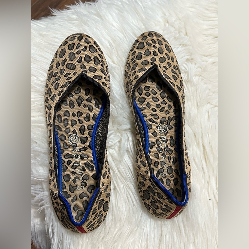 ROTHYS round toe washable cheetah flats